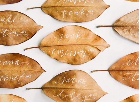 Segnaposto matrimonio eco-friendly foglie
