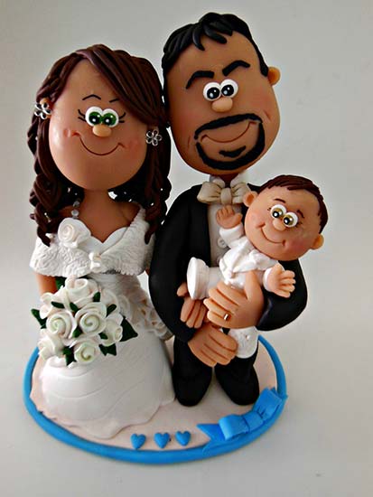 cake topper sposi con bambino